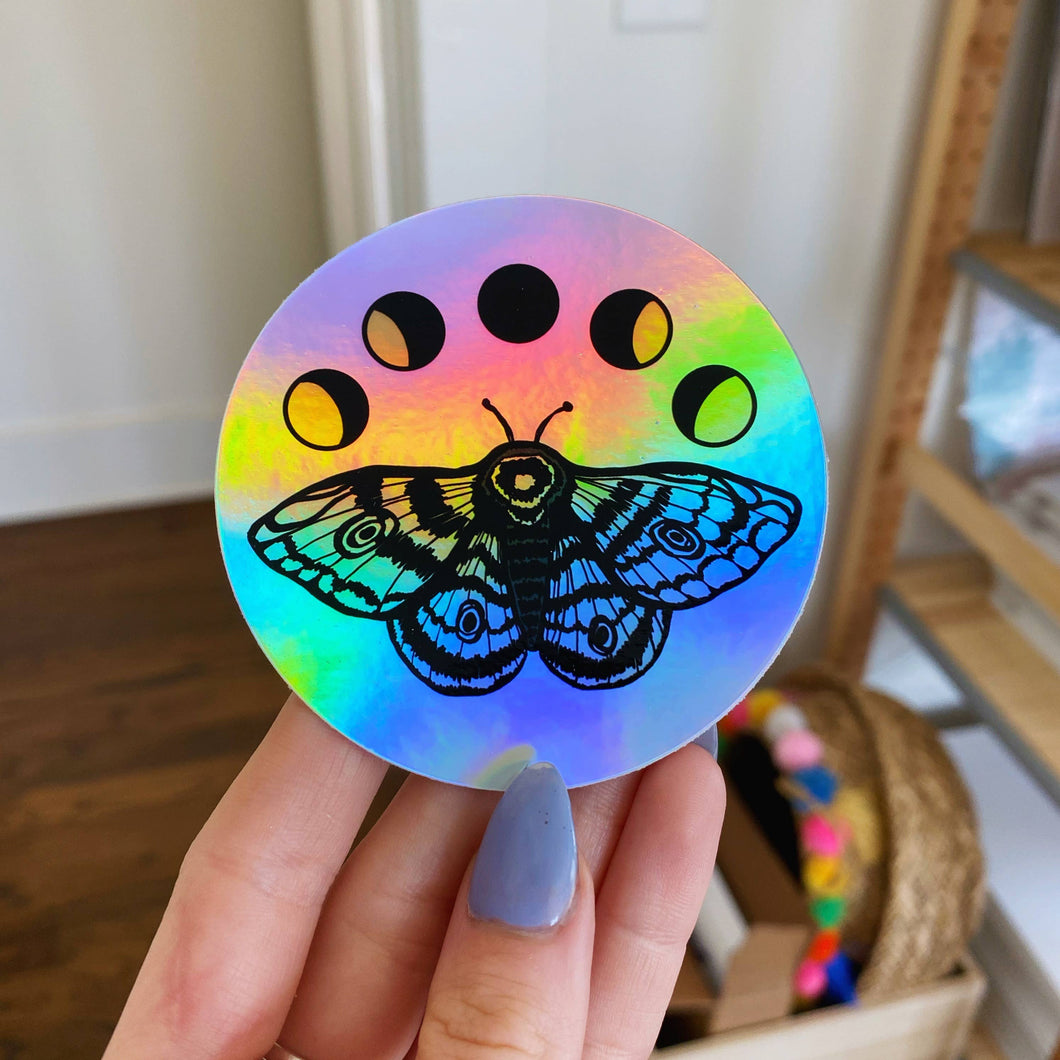 Holographic Moons & Moth Sticker