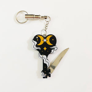 Skeleton Key Pocket Knife Keychain