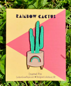 Rainbow Cactus Pin