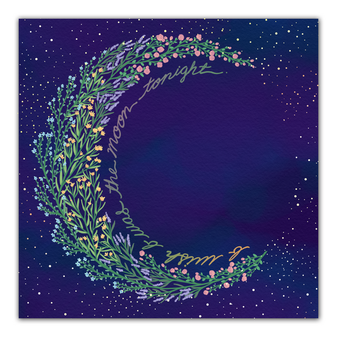 Floral Moon 8x8 Print